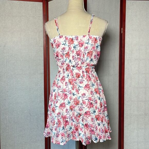 Francesca’s Multicolored Floral Fit & Flare Mini Dress w/Ruffles (XS) - Picture 16 of 16